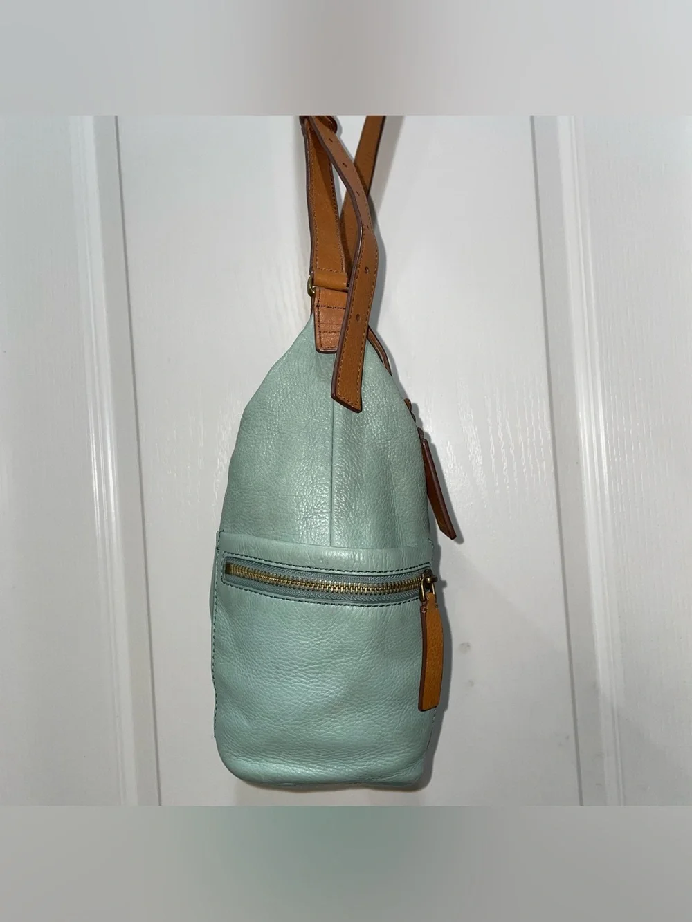 Fossil Leather Sea Green Mint Crossbody Shoulder Bag Boho Tahoe Indie Resortwear
